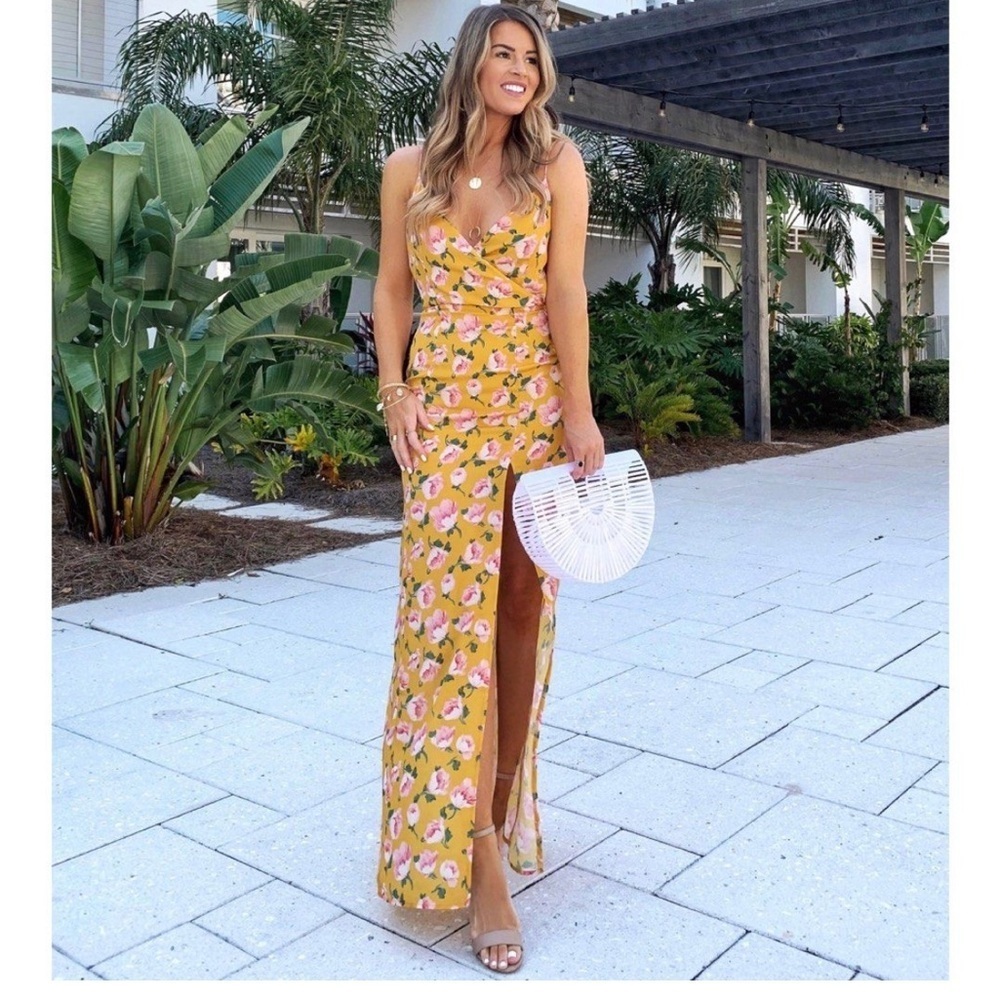 Revolve Superdown Lorie Floral Print Slit Maxi Dress